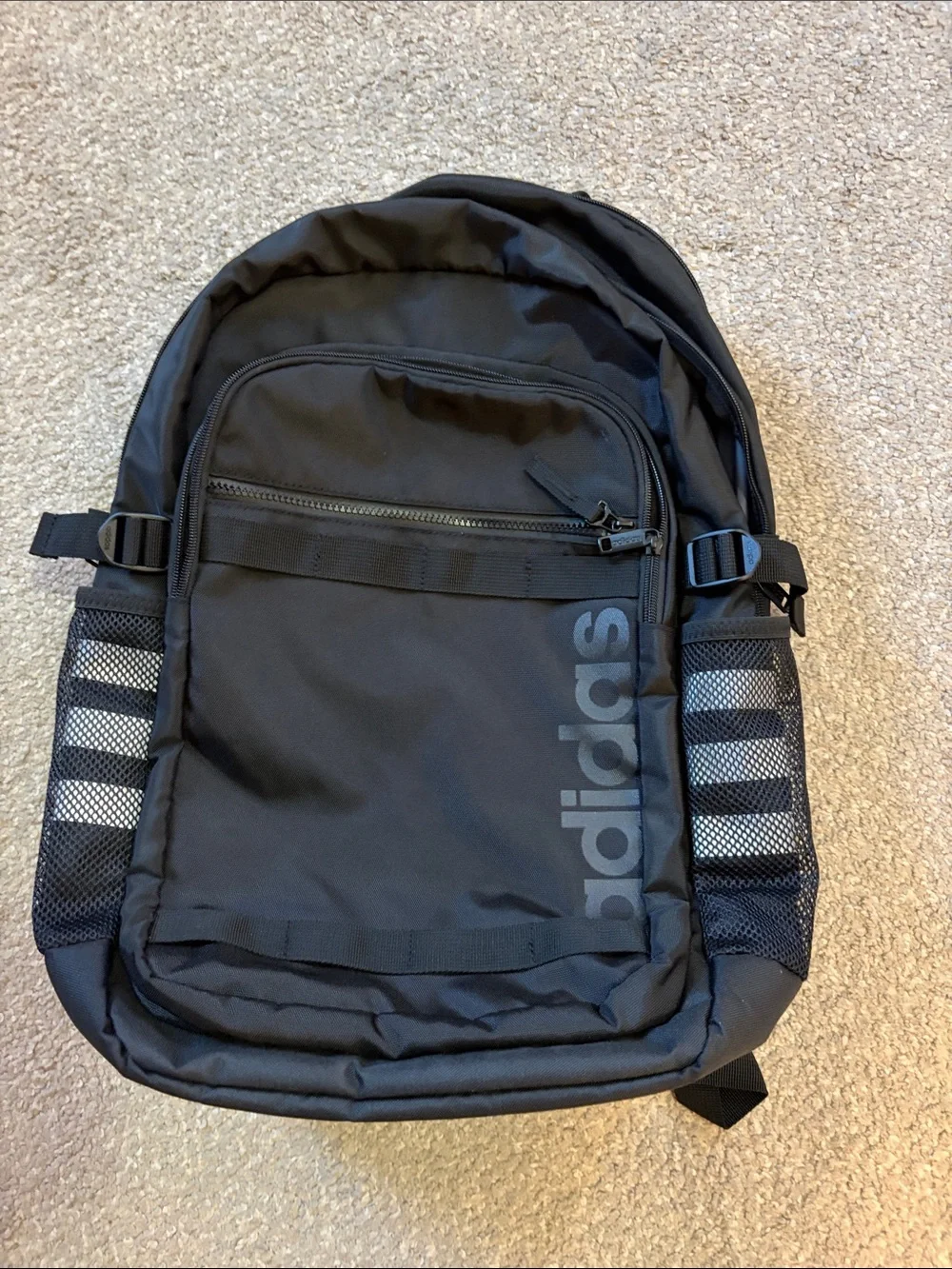 adidas Black Everyday Backpack with Mesh Side Pockets